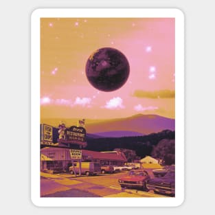 Under The Dark Moon - Space Collage, Retro Futurism, Sci-Fi Sticker